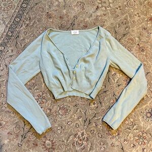 Aritzia Wilfred Santorini Cardigan in Silver Sage Green